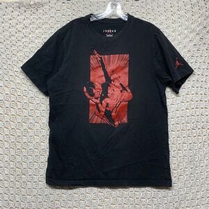 Air Jordan T-Shirt Mens Sz M Black Red Graphic Logo Jump Men Basketball FB7462-